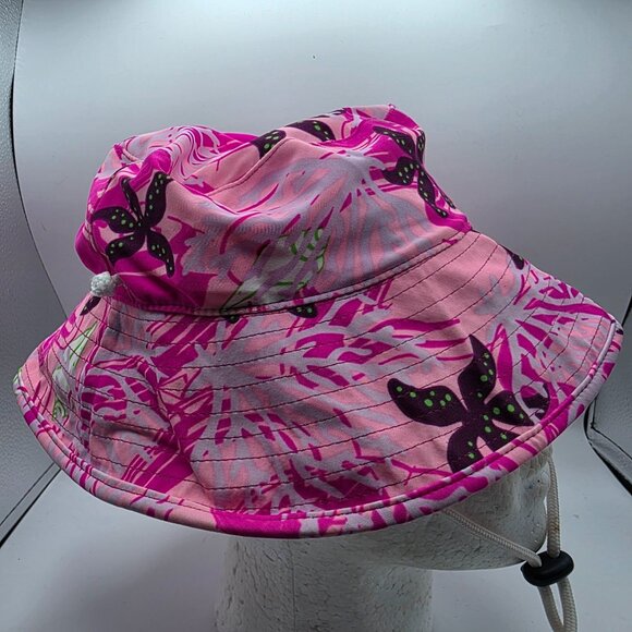 Tuga Reversible Womens Large Pink Floral Print Bucket Sun Hat Beach Summer Camp - Picture 4 of 8